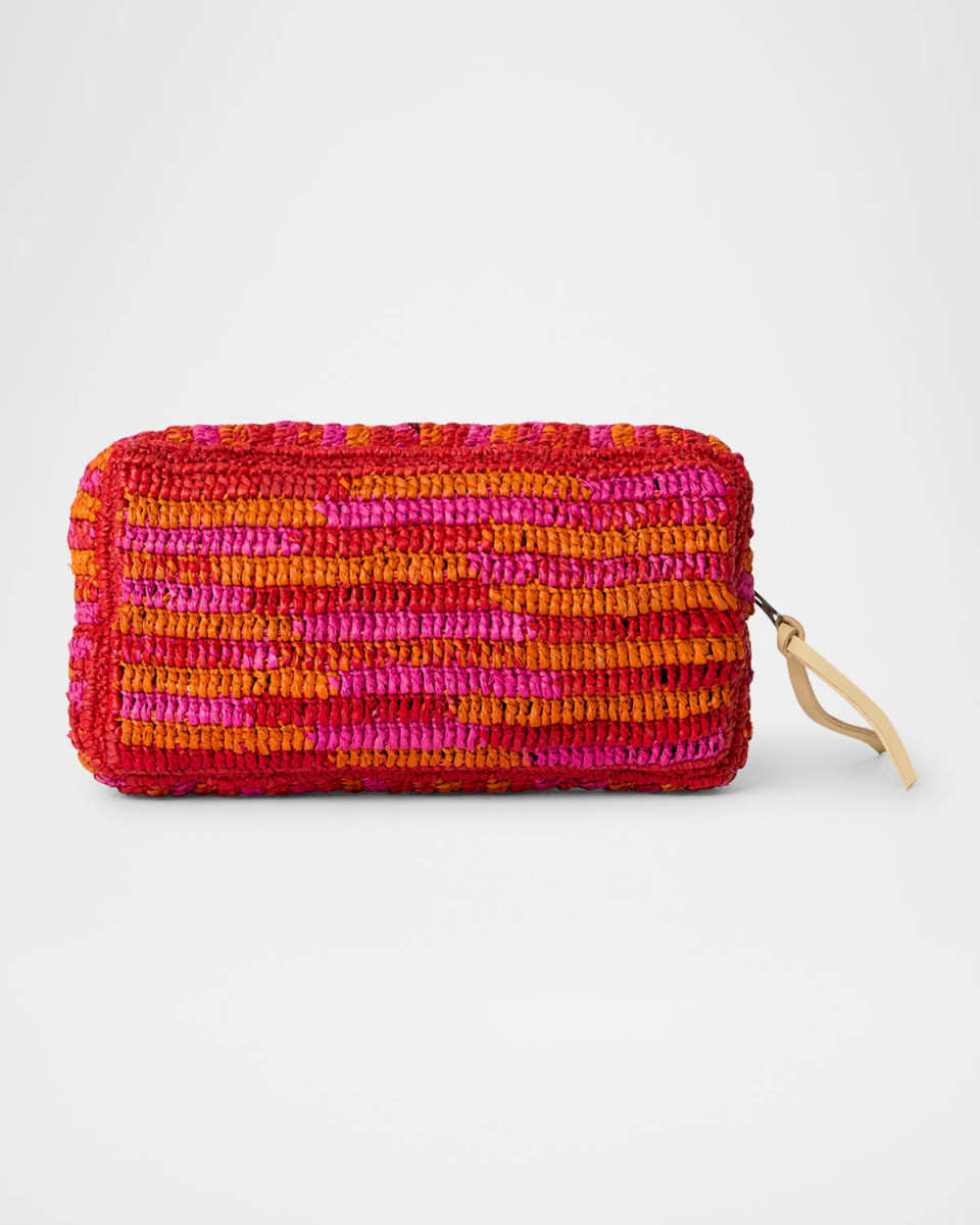 Small Woven Straw Cosmetic Bag